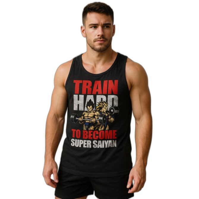 Musculosa Vegeta Goku Gym Train Hard Saiyan