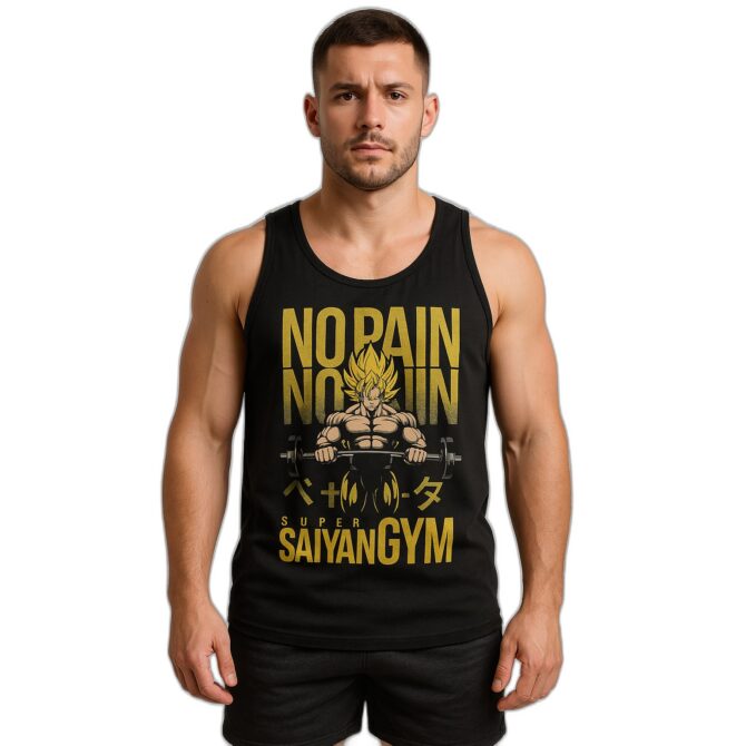 Musculosa Vegeta Gym Saiyan No Pain No Gain